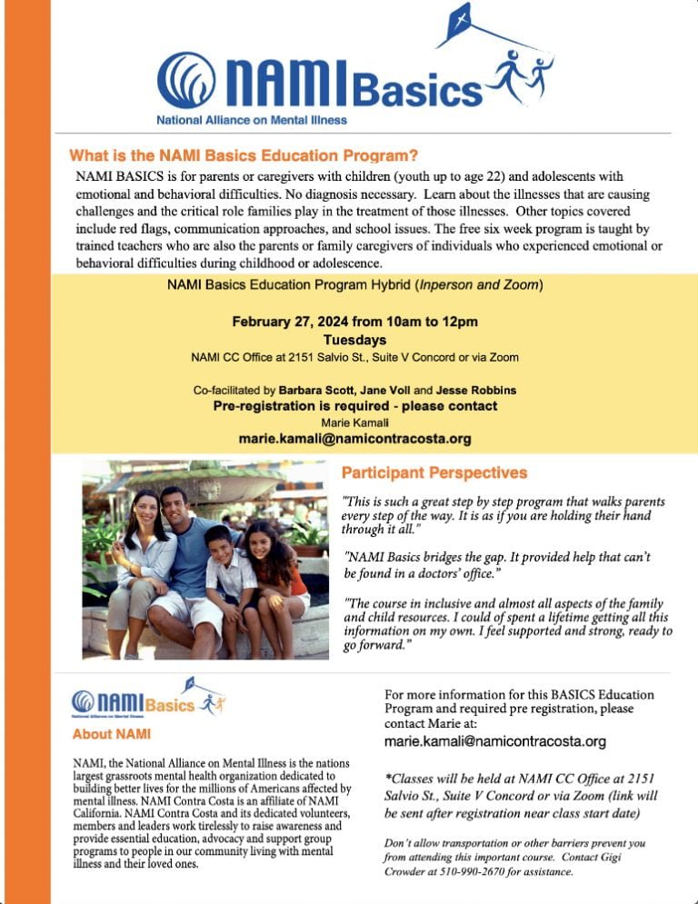 NAMI Basics English Flyer for a February 27, 2024 start.