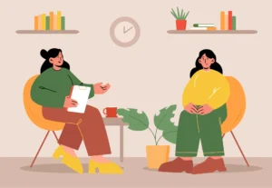 A vector illustration of a person in therapy.