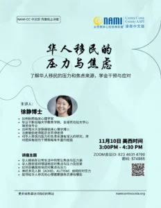 AAPI Seminar Flyer for meeting on November 10, 2024 in Mandarin Chinese