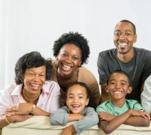 A family of black african americans posing for a photo