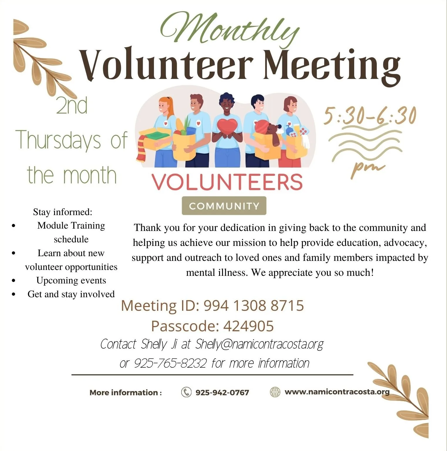 NAMI CC Volunteer Meetings