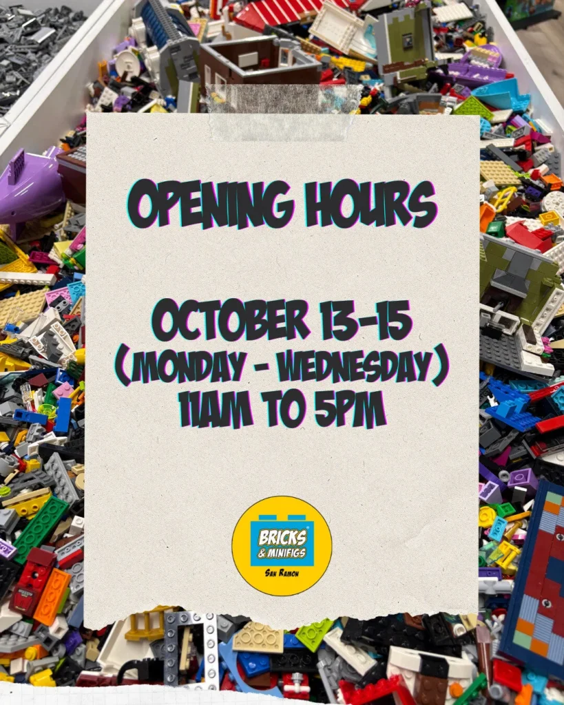 flyer for minifigs and bricks san ramon hours